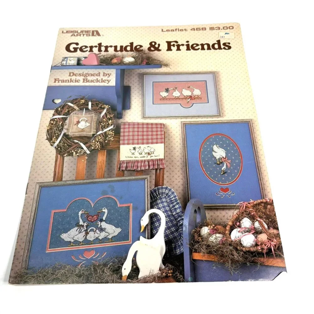 VTG '86 Leisure Arts 468 Gertrude & Friends Cross Stitch Pattern Geese Country